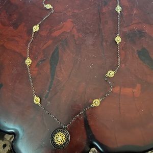 Park lane black and gold with rhinestone necklace